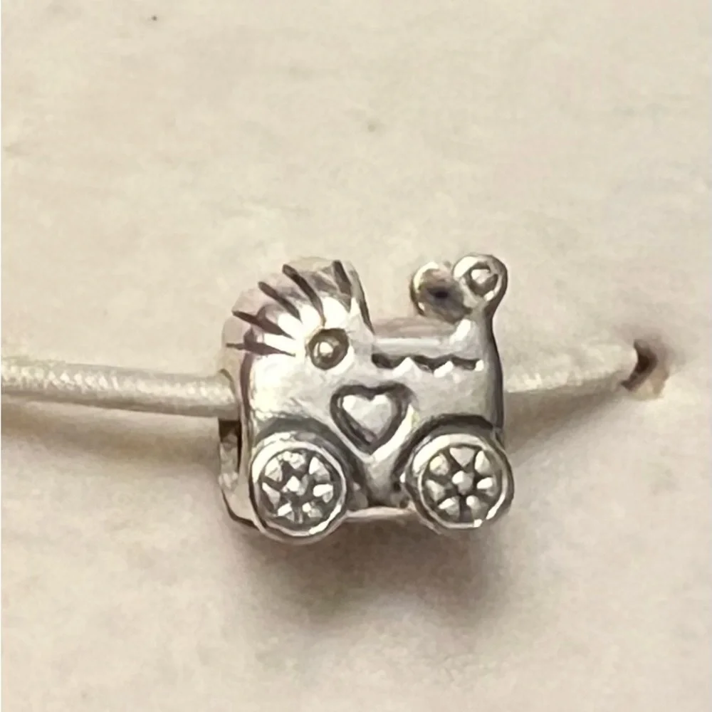 Pandora .925 Sterling Silver Baby Buggy Carriage RETIRED EUC ALE #235